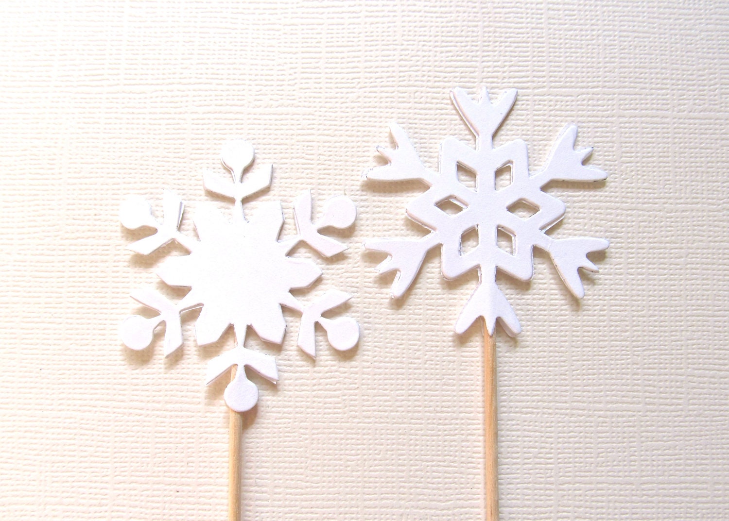 Snowflake Cupcake Toppers, Party Decor, Winter, White