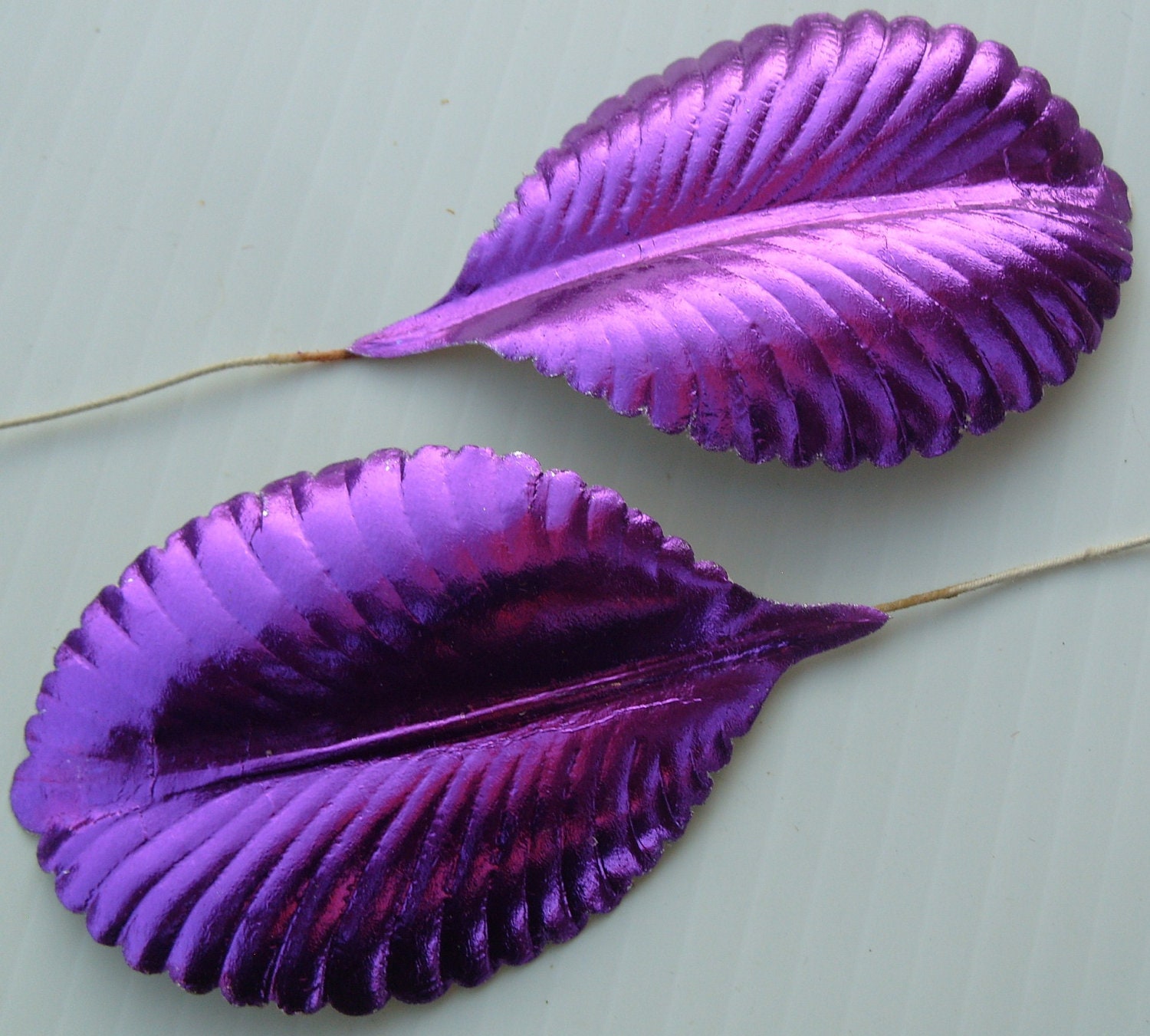 PURPLE Ribbed Foil Wreath Garland Craft Millinery Flower Art Craft Leaves G LG.