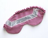 Sleep Mask Eyemask Lingerie / Pink Mauve Cream Tennis Vintage Jacquard - Amanda Private Eye Sleep Mask