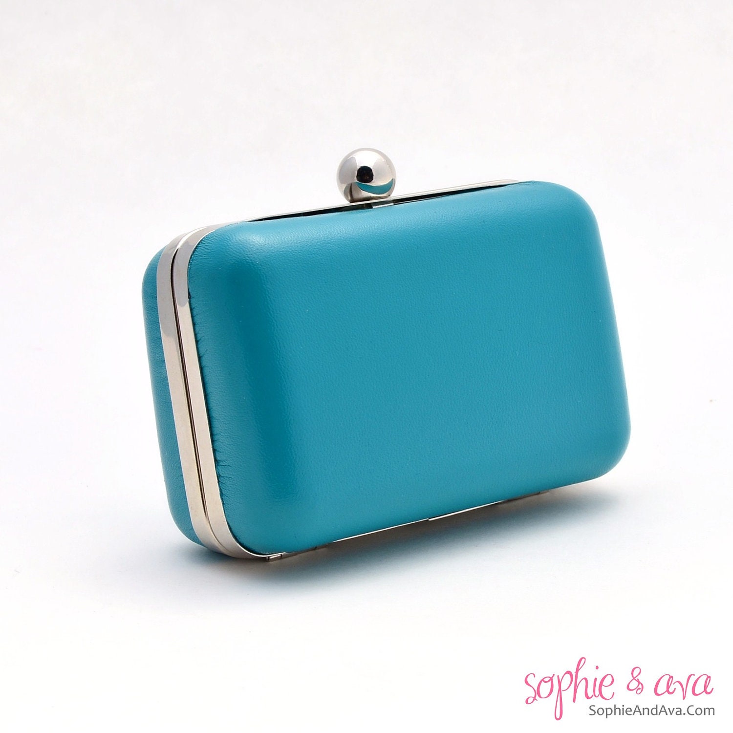 The Vivien Minaudiere in Teal leather