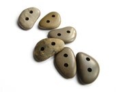 Double Drilled Sea Pebbles - Beach Stone Buttons - Earthy Palette