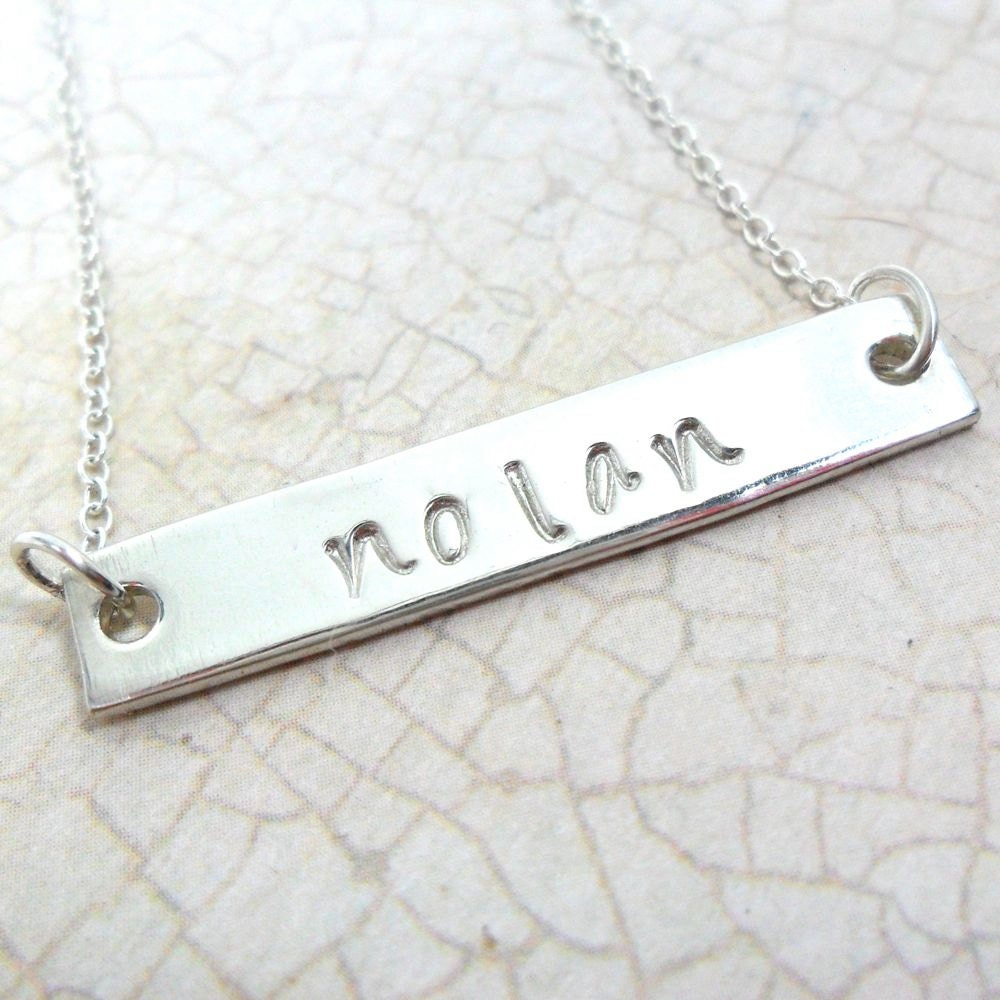Sterling Silver Bar Name Necklace (Free Shipping)