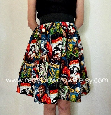 Hollywood Monsters High Waisted Skirt