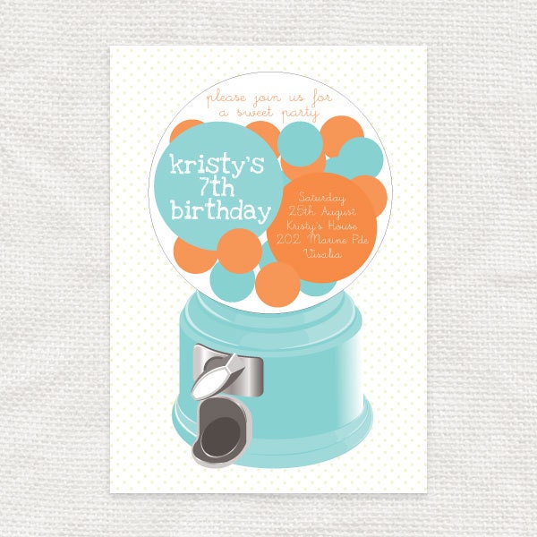 gumball birthday party invitation - printable file