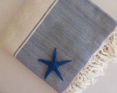 Eco-friendly Turkish towel, For Moms, Peshtemal, hammam, beach, bath towel, Spa, Yoga, Natural Soft Cotton, Mother's Day Gift, Denim Blue