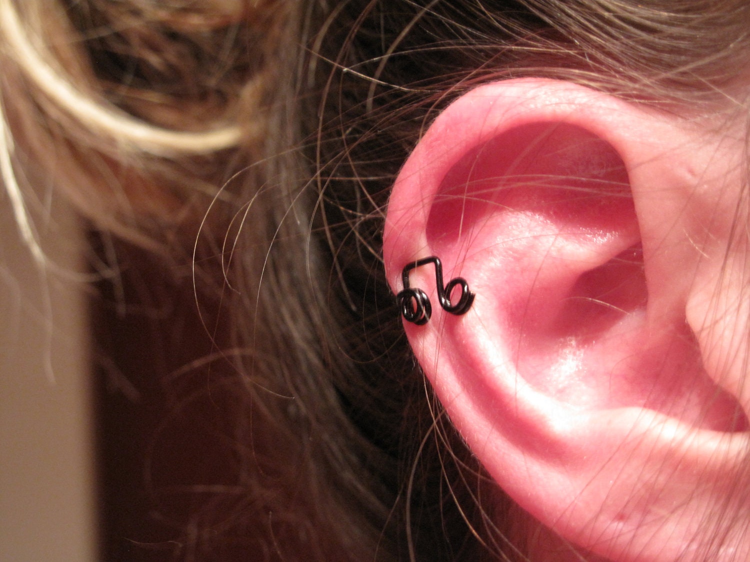 Wire Wrapped Music Double Eighth Note Ear Cuff MADE TO ORDER
