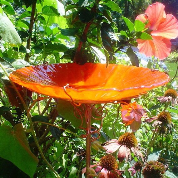 stained glass bird bath red orange by gloriasglassgarden stained glass bird bath red orange by gloriasglassgarden