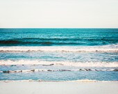 Ocean Photography - waves sea beach seascape art print - blue white ocean landscape shore nautical wall art photo - 8x10 Photograph