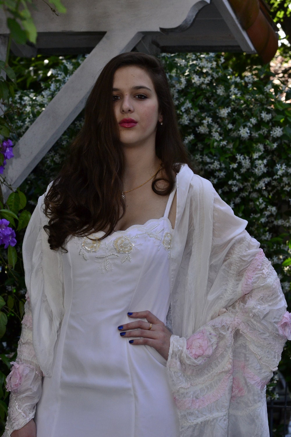Romantic Silk Bridal Bolero Wrap/Nuno Felted Wedding Wrap/wedding dress shawl