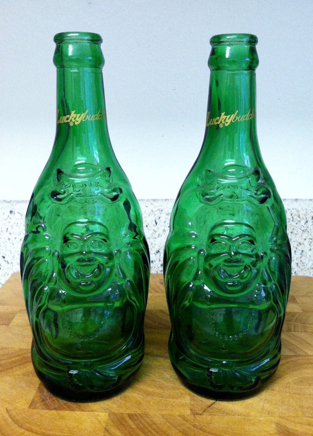 Green Lucky Buddha Beer Bottle with Corks Set of by progressmama