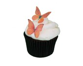 24 Edible Butterflies - Mini Orange  - Cupcake Toppers - Edible Paper - Cake Decorations