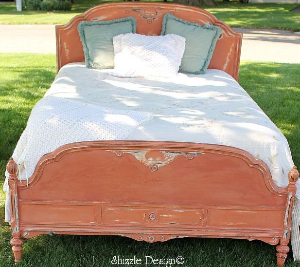 Beautifully Hand Painted Antique Bed