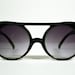 Vintage 80s Black Cat Eye Round Sunglasses
