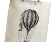 Hot Air Balloon 01 Vintage Eco Friendly Canvas Tote Bag (iss004)