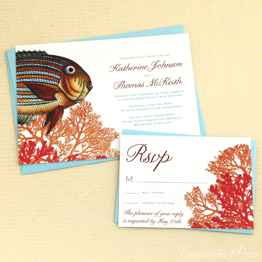 Tropical Fish Invitations - for your Nautical Destination Wedding