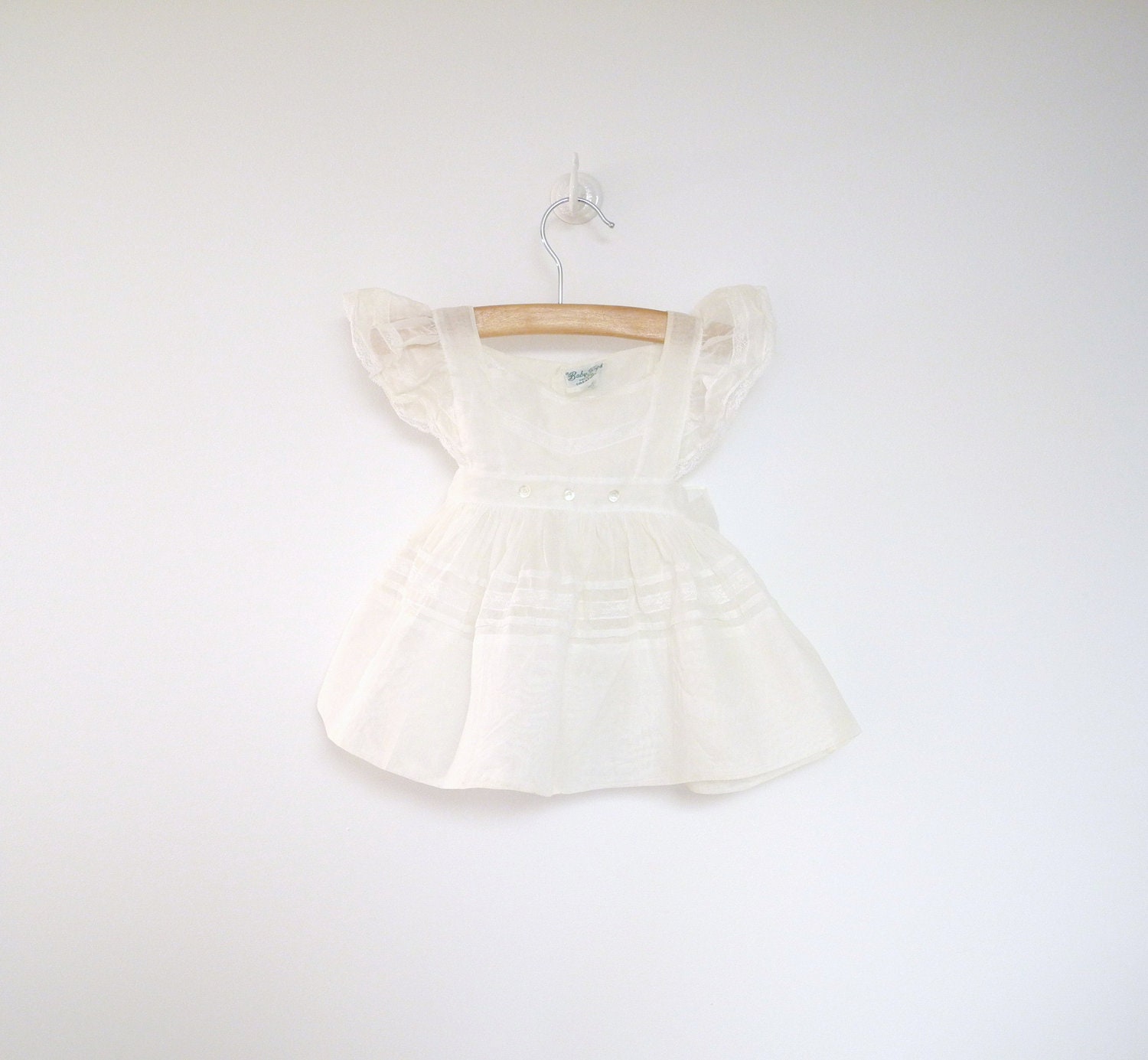 1950's White Chiffon Pinafore