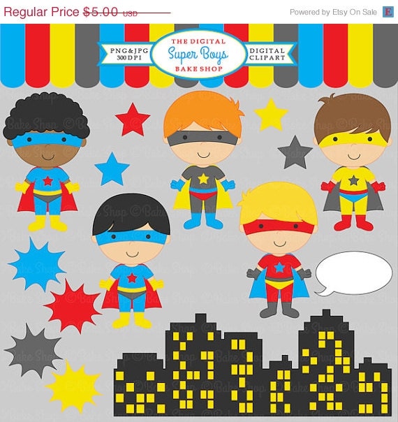 30% OFF superhero clipart digital clip art super hero boys - Super Boys Digital Clipart