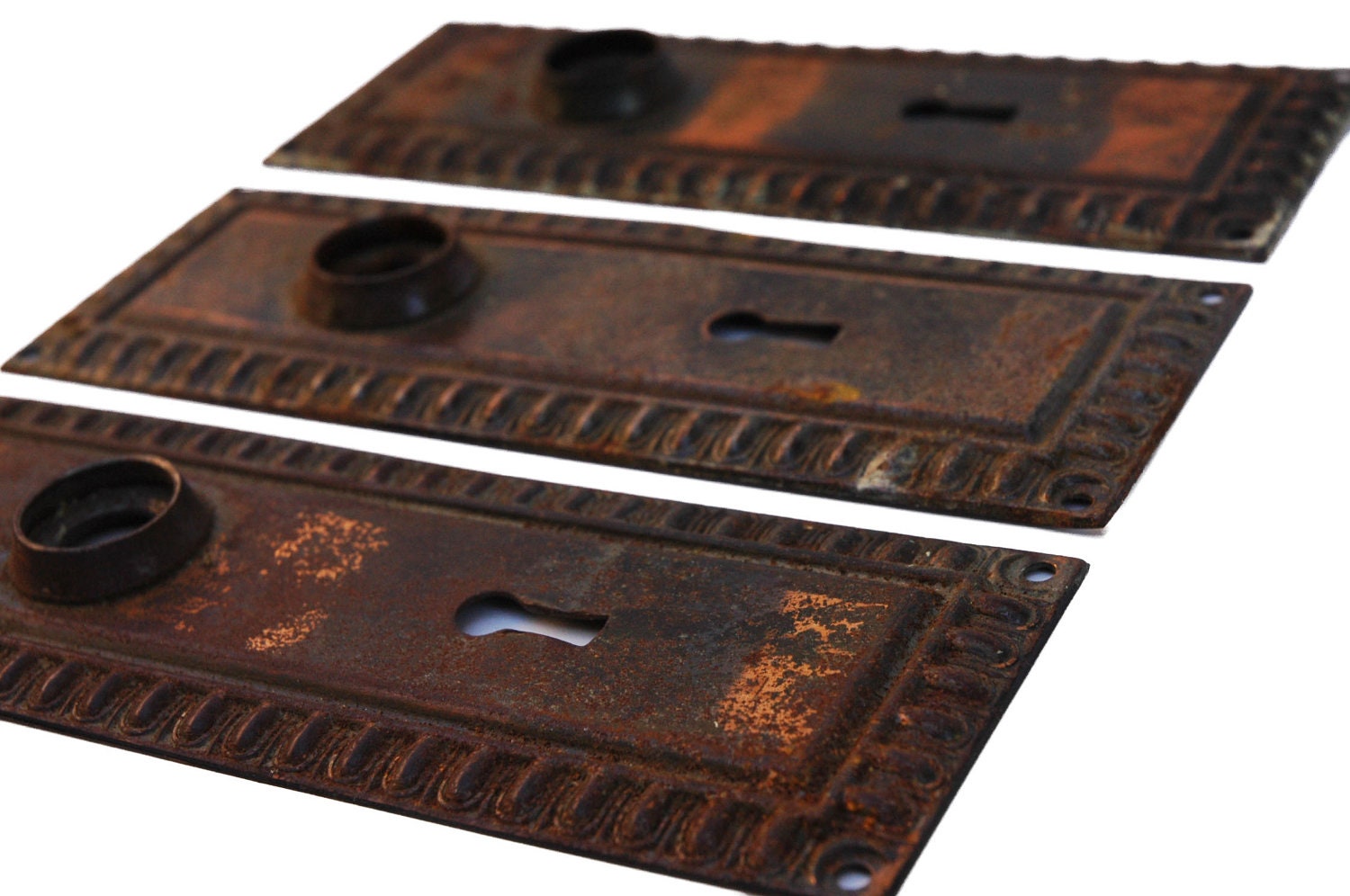 Vintage Embossed Door Plates - Set of 3 - 1920s