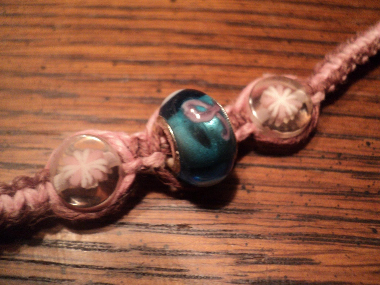 SALE:) aWaReNeSs reversible hemp bracelet brown pink with turquoise cancer awareness free ship to u.s.