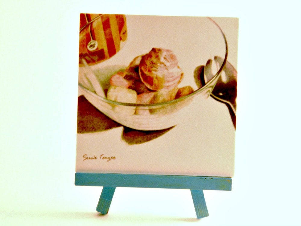 Miniature Art Print Ice Cream On Easel