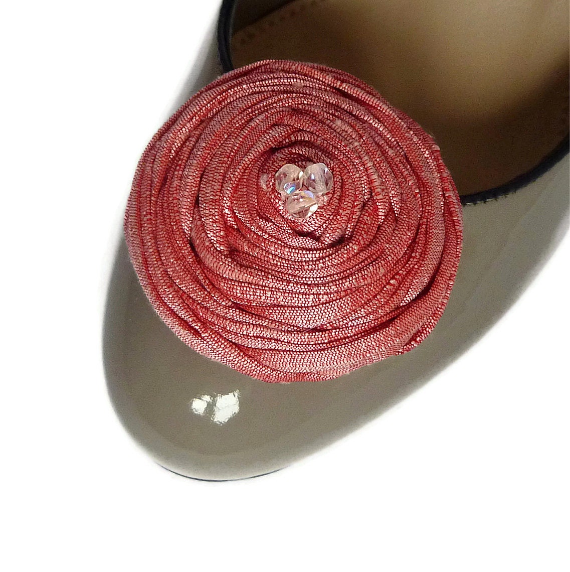 Shoe clips pink silk, bridesmaid, party, handmade wedding, vintage inspired