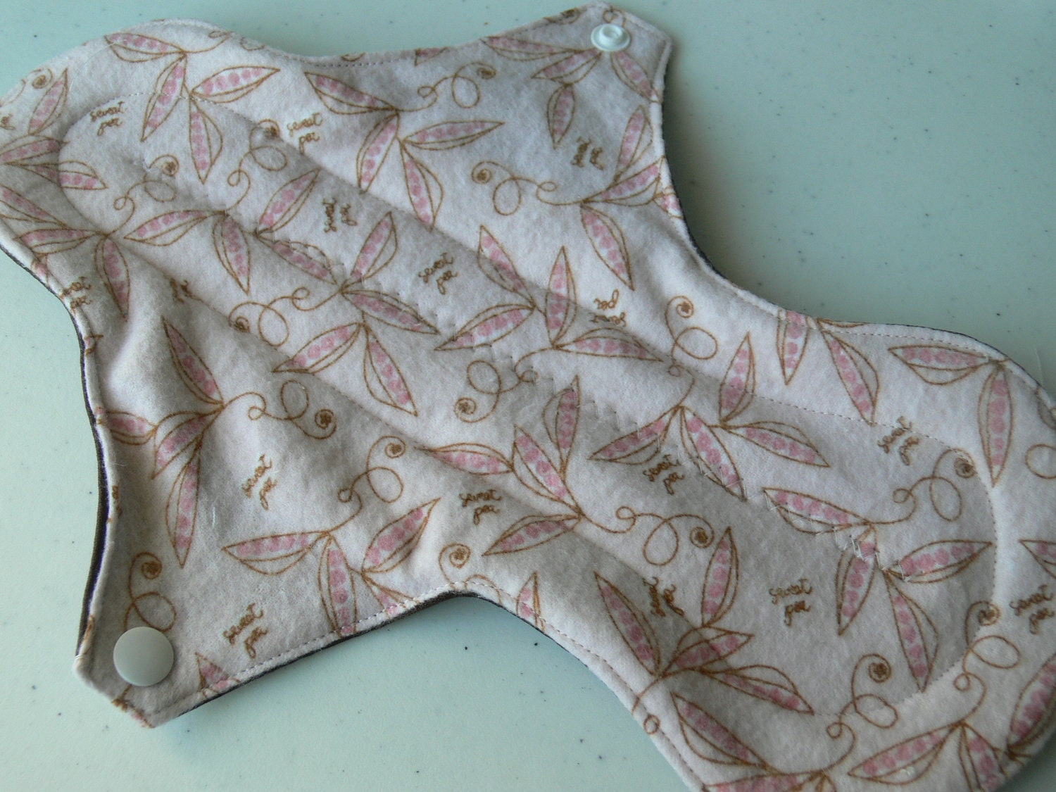 Overnight Cloth Menstrual Pad sweet pea pink and brown
