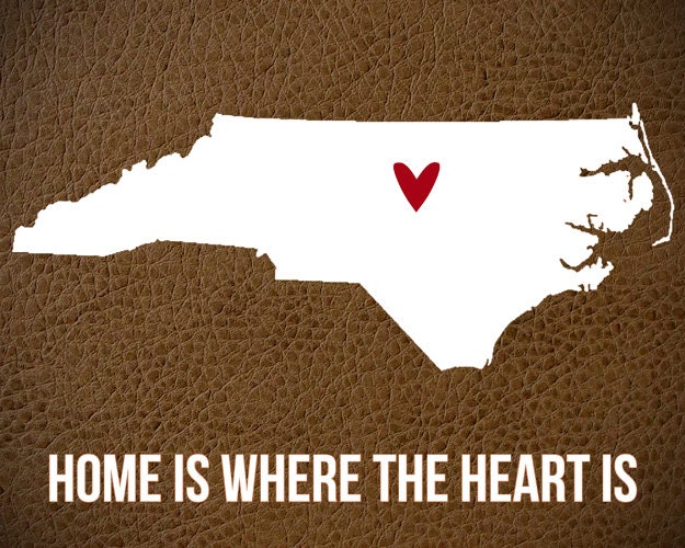 North Carolina Home is Art Print 10 x 8 inch Travel Map I heart USA, Choose ur COLOR, SALE buy 2 get 3
