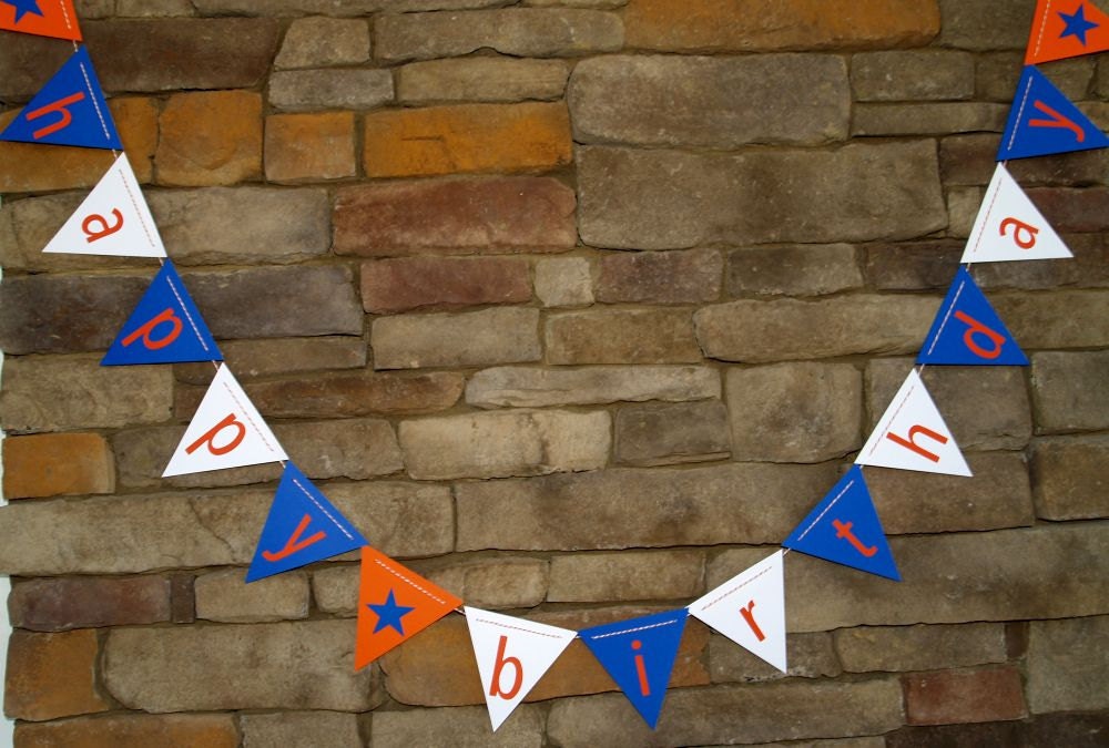 Blue and Orange Happy Birthday Banner Il_170x135