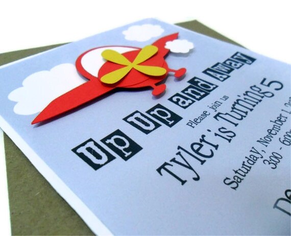 Airplane Invitation - Set of 1 5x7 Il_570xn