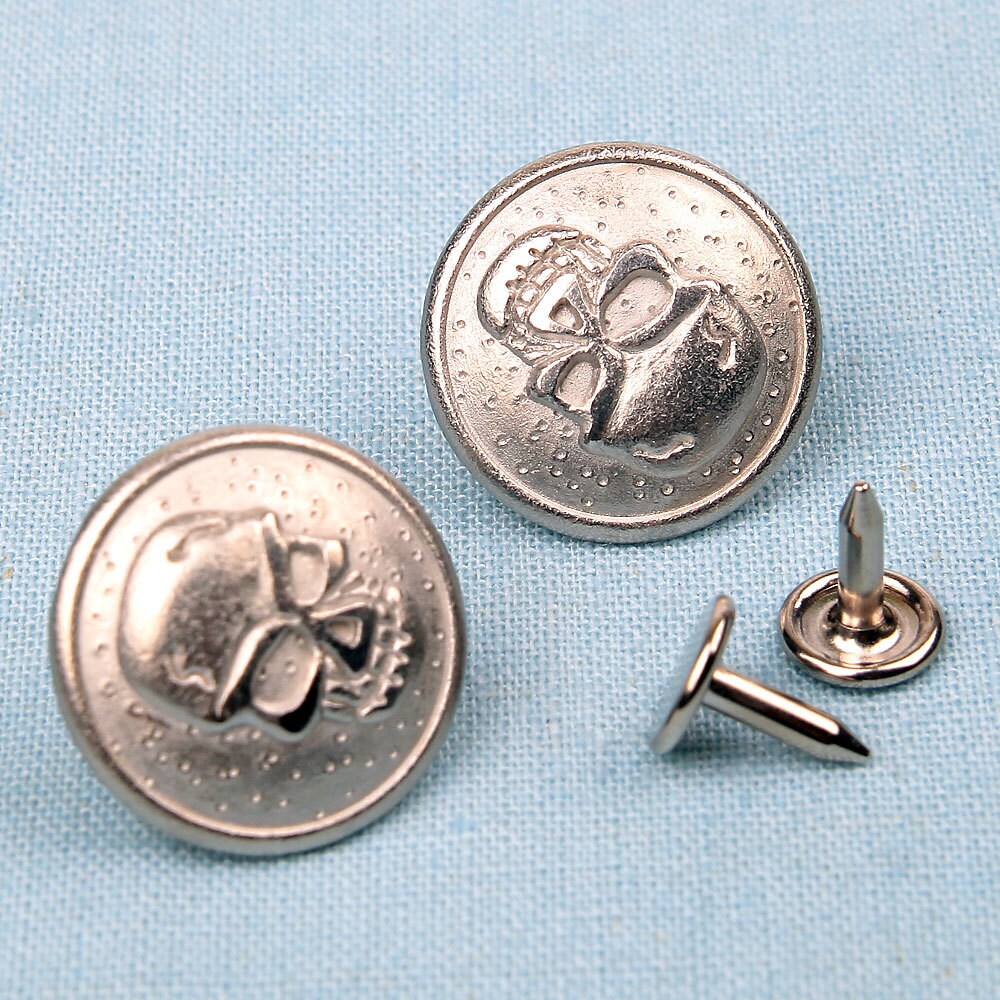 10 sets No Sew Replacement jean buttons skull by buttonpia