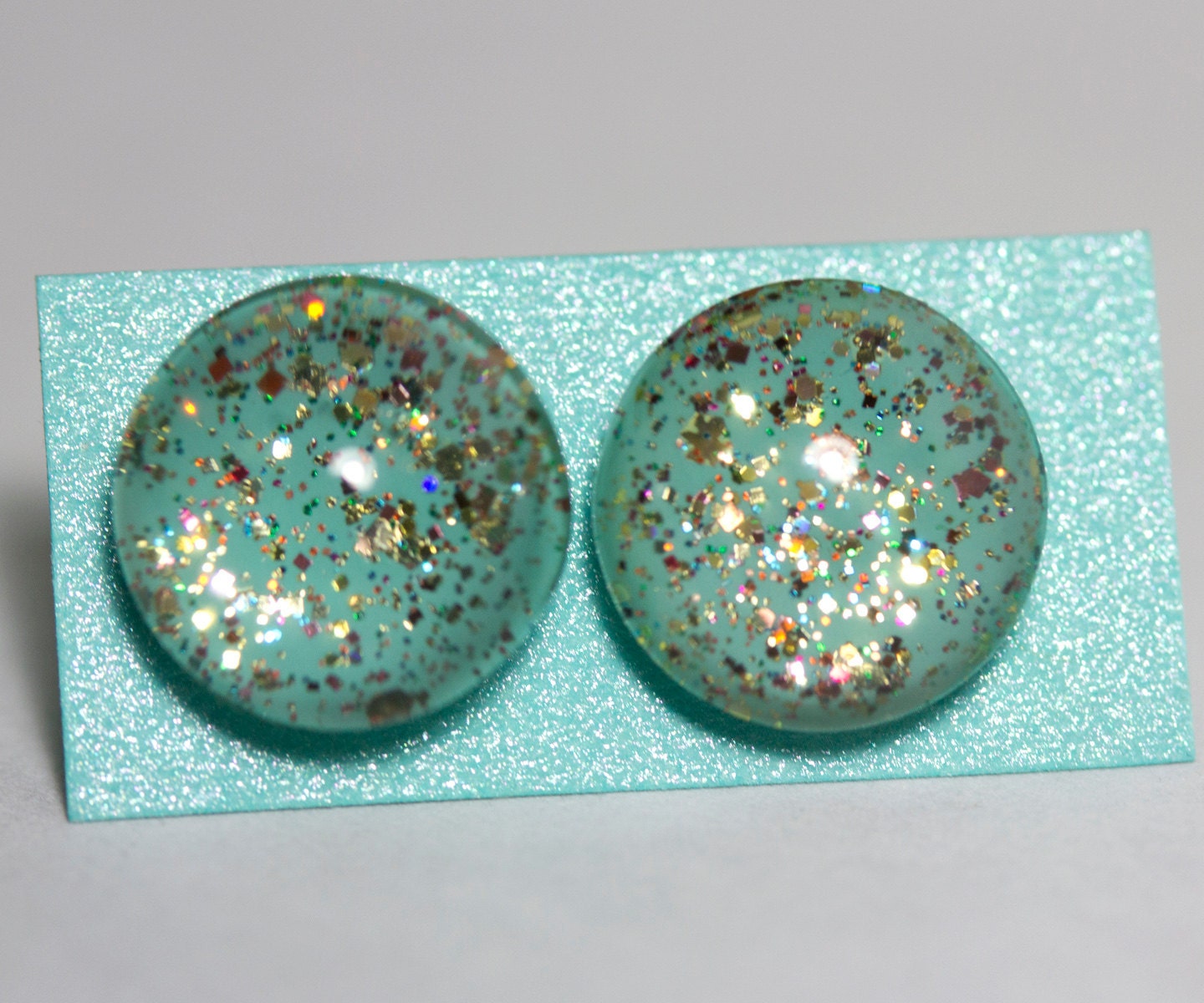 Turquoise & Gold Nail Polish Earrings