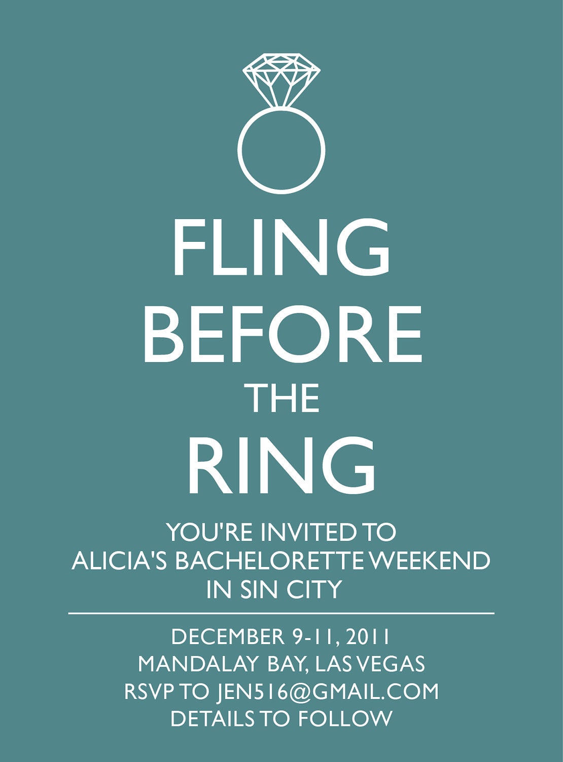 FLING before the RING BACHELORETTE Party Invitation: Digital printable file