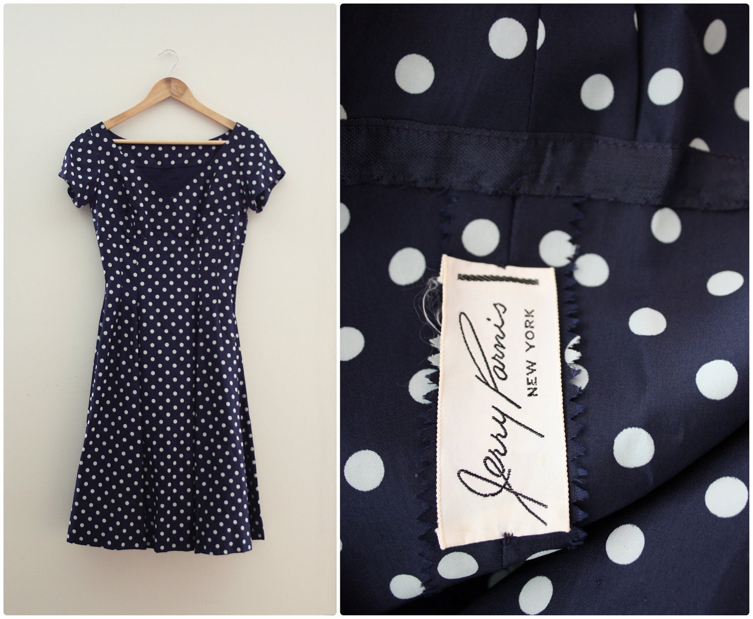 Vintage 50s Jerry Parnis Polka Dot Bombshell Dress. Metal Zipper. 1950s Dresses.
