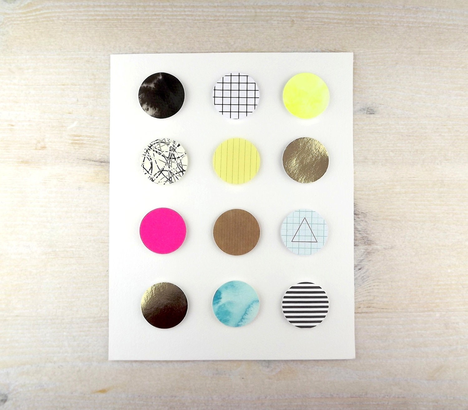 Mixed media Paper Collage Circles Art - Swatch 1 - 8 x 10