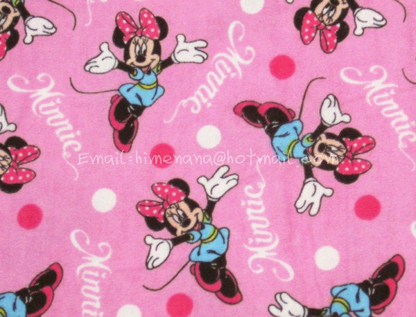 mi056/P - 1.5 Yard Cotton Flannel Fabric - Disney Cartoon Characters, Happy Minnie Mouse (W106)