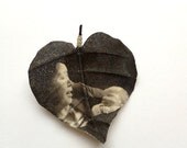 Custom made heart shaped leaf brooch printed with your photograph