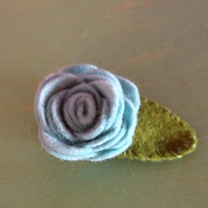 Flower Hairclip-Wool Teal
