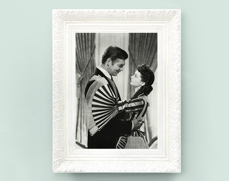 Vintage Gone With The Wind Print. Hollywood Actor Print Black and White Monochrome Hollywood Silver Screen Book Plate Clark Gable 7.5x10