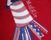 4th of July Ribbon Rocket Embroidery Design Applique