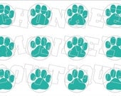 Dark Turquiose and White paw print bottlecap image sheet pawprint