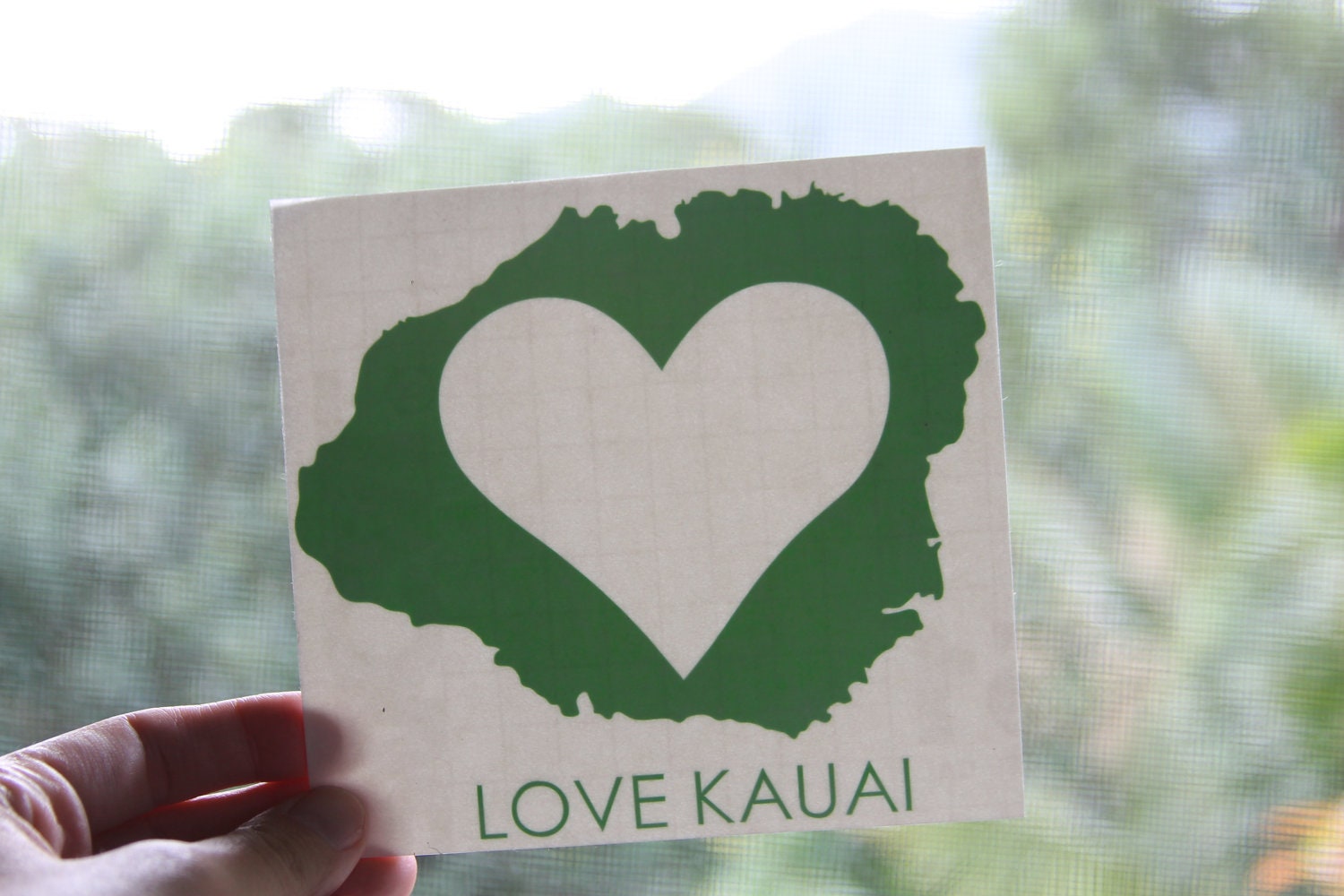 Sticker 5" - More Colors - LOVE KAUAI Island Heart Die Cut Vinyl
