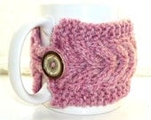 Cup Cozy with Mug Pale Pink Rose Pastel Baby Pink Mug Included Cosy Coffee Cozy Sleeve Button Tea Cup Cover Kitchen Farm Country