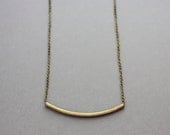 Simple Bronze Curved Metal Necklace (Brass) - Modern Handmade Jewellery