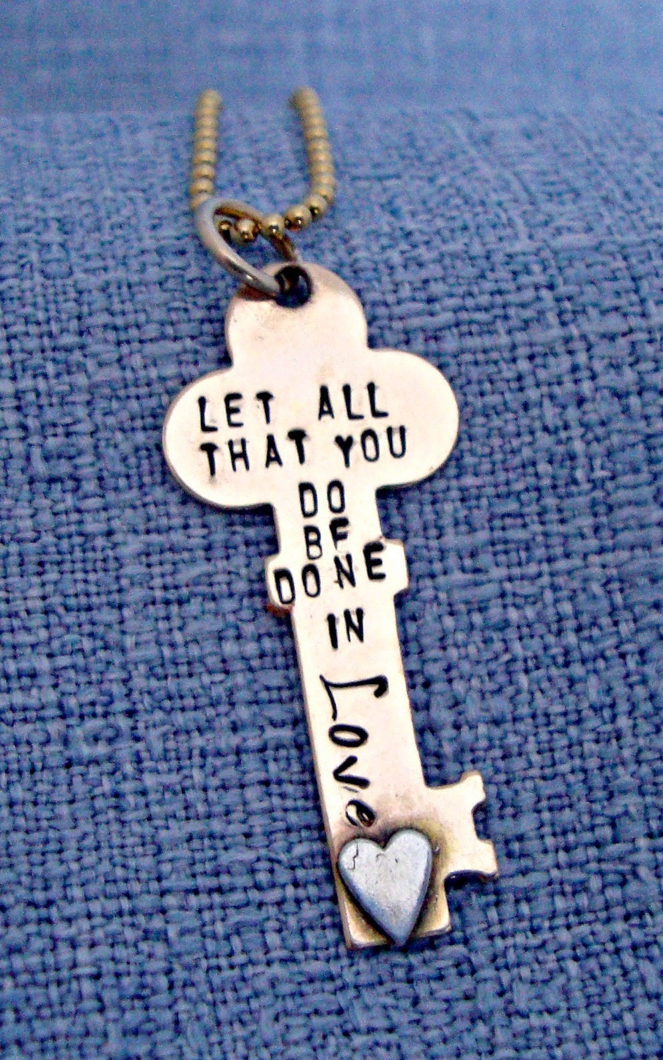 Personalized Gold Necklace - Key Necklace - Custom Necklace - Hand Stamped - Three Little Pixies
