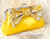 Yellow Clutch Purse with Big Bow- Custom