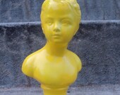 Yellow French Provinical Girl Pedestal Statue Decor