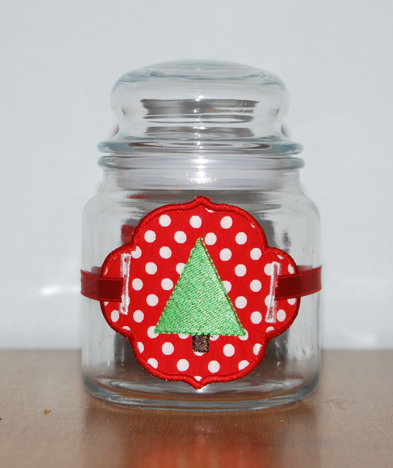 Custom Boutique Personalized Monogrammed Scalloped Christmas Tree Canister Label Wrap Charm Cover Patch