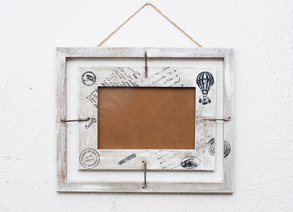 Customisable Frame , Distressed Wooden Frame, Wall Decor, Shabby Chic , Craft Supplies, Framing - 10 x 8 1/2 " outside, 5 1/2 x 4 " insidC