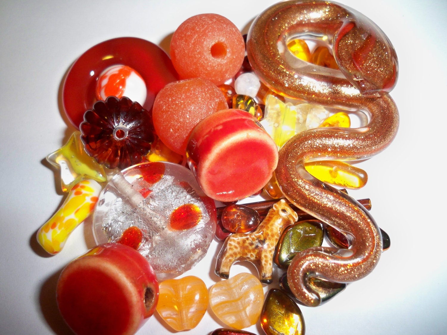 Fall - Autumn - Orange - Unique BEAD Mix and Destash