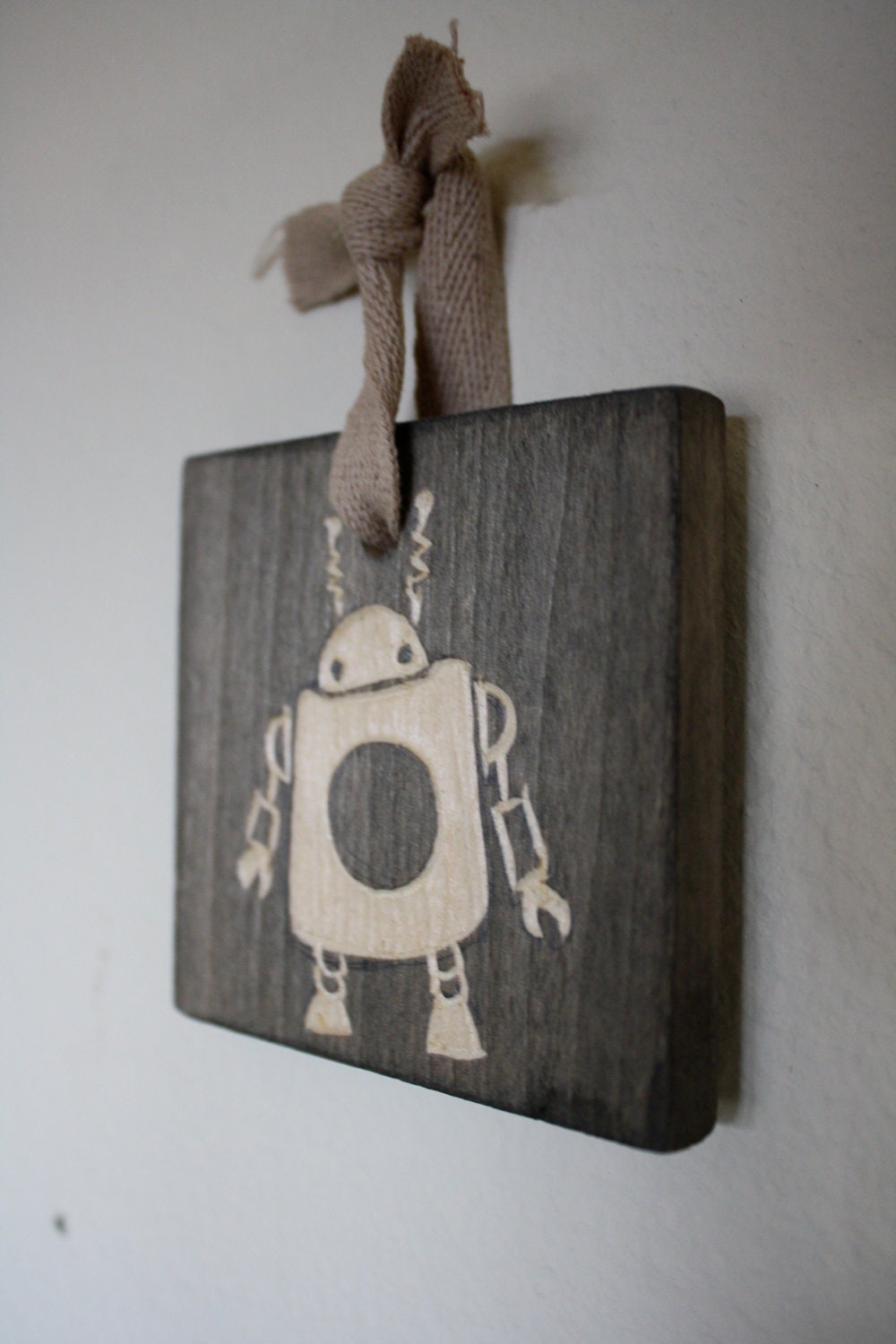 Robot Woodblock ornament